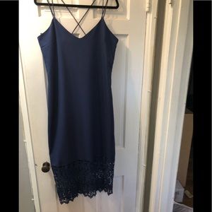 TD True Decadence Navy Blue Slip Dress with Lace